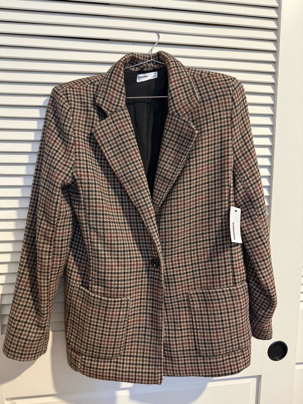 Wool-Blend Houndstooth Blazer – Size M (NWT)